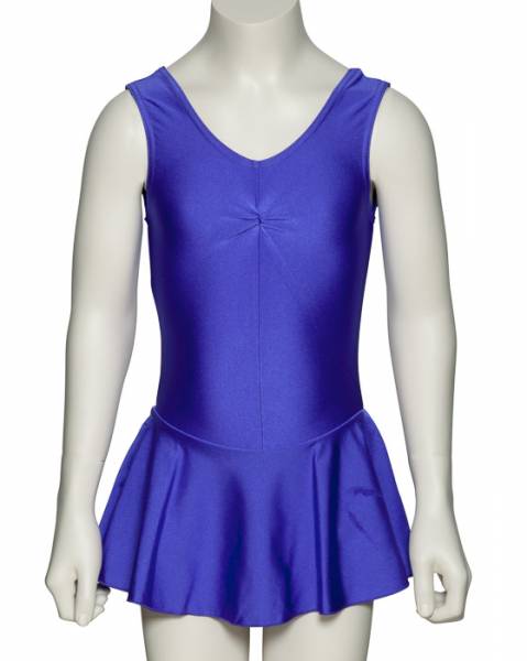 KDR005 Women's All Colours Nylon Lycra Sleeveless Ruched Leotard & Attached Skirt