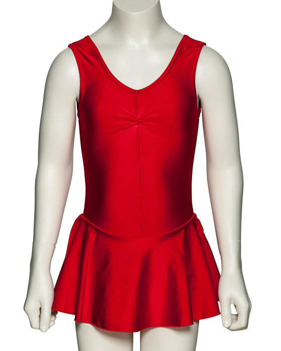 KDR005 Women's All Colours Nylon Lycra Sleeveless Ruched Leotard & Attached Skirt