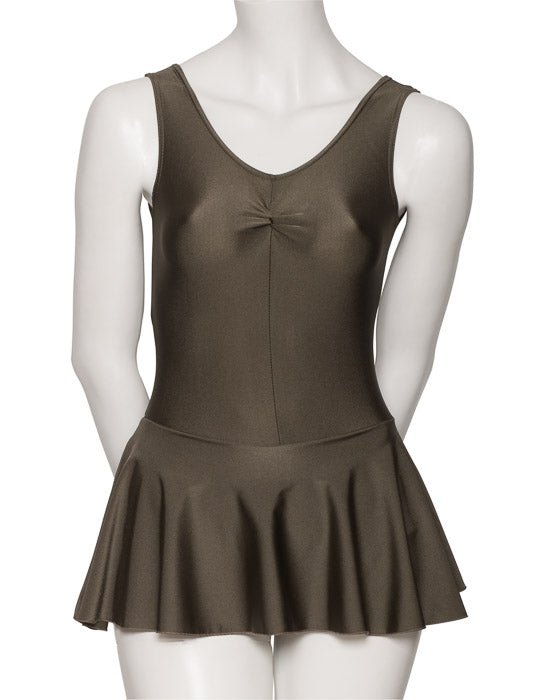 KDR005 Women's All Colours Nylon Lycra Sleeveless Ruched Leotard & Attached Skirt