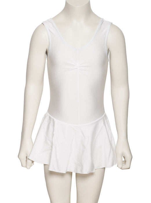 KDR005 Girls All Colours Nylon Lycra Sleeveless Ruched Leotard & Attached Skirt