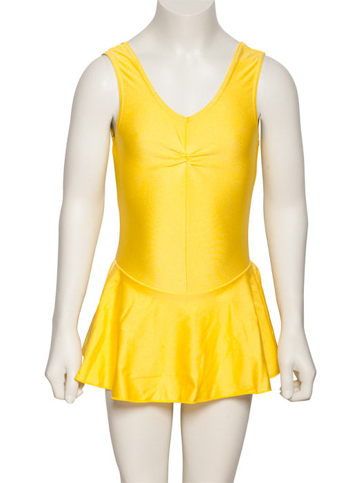 KDR005 Women's All Colours Nylon Lycra Sleeveless Ruched Leotard & Attached Skirt