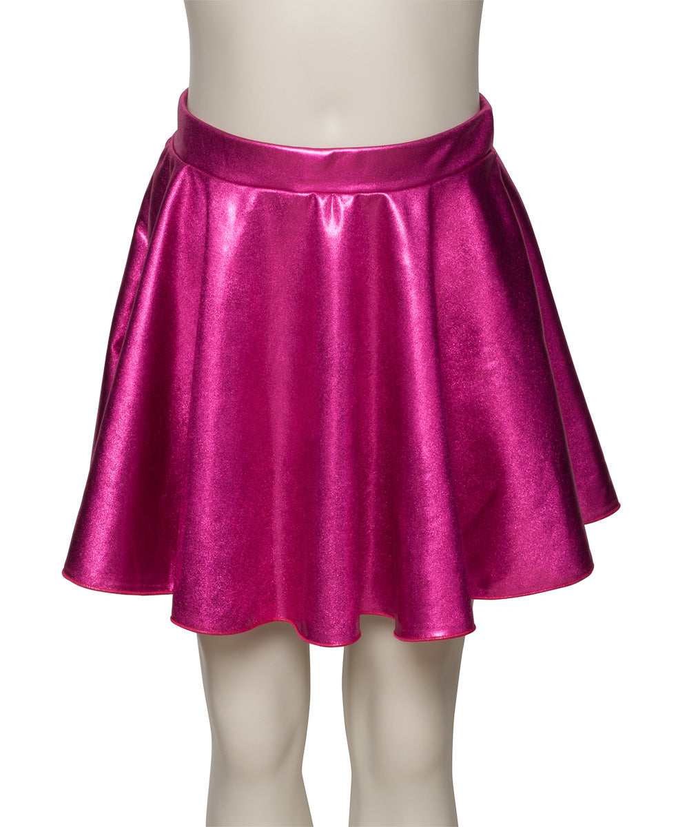 KDSK01 Girls All Colours of Shiny METALLIC Pull On Circular Dance Skirt