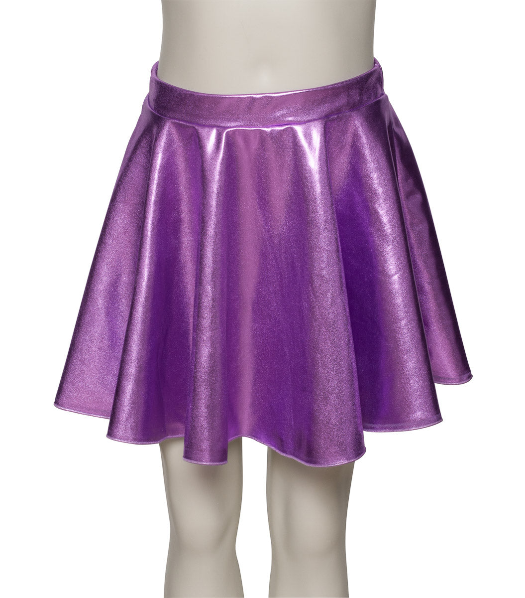 KDSK01 Girls All Colours of Shiny METALLIC Pull On Circular Dance Skirt