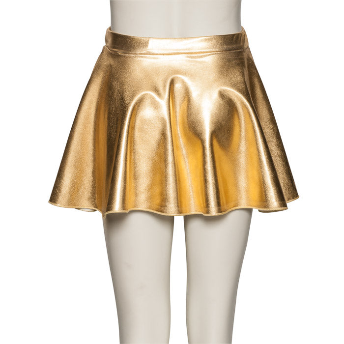 KDSK01 Girls All Colours of Shiny METALLIC Pull On Circular Dance Skirt