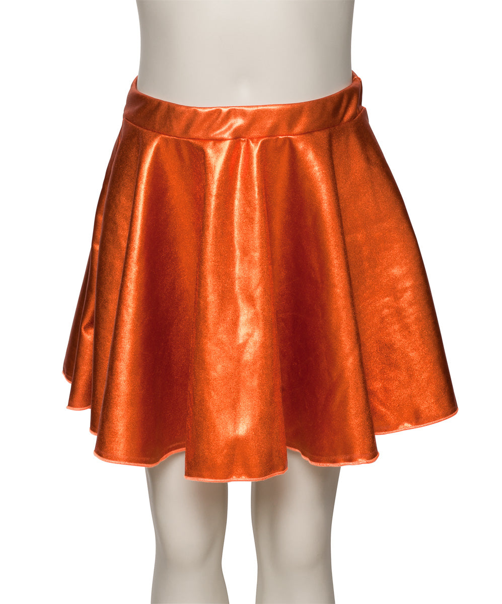 KDSK01 Girls All Colours of Shiny METALLIC Pull On Circular Dance Skirt