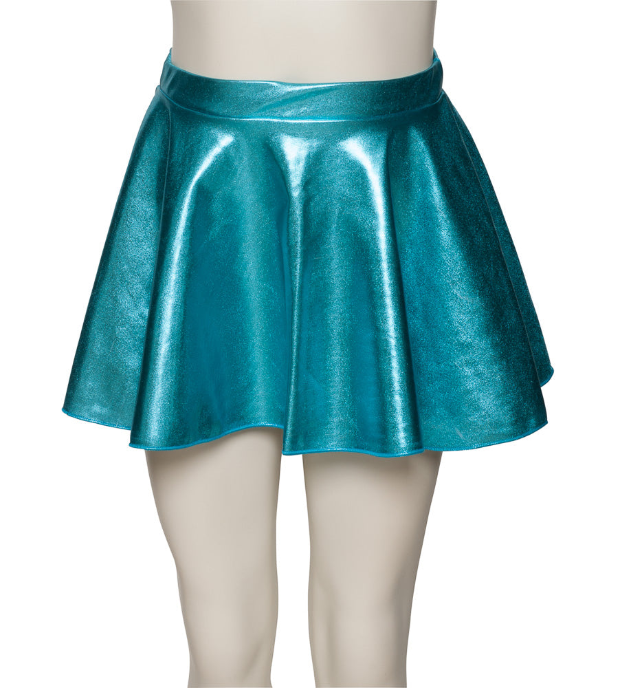 KDSK01 Girls All Colours of Shiny METALLIC Pull On Circular Dance Skirt