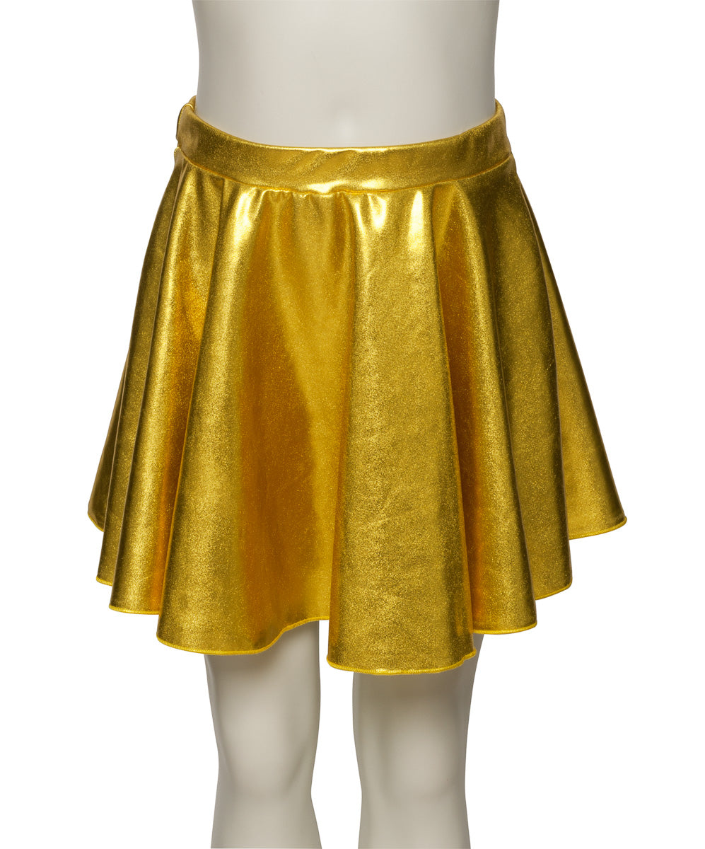 KDSK01 Girls All Colours of Shiny METALLIC Pull On Circular Dance Skirt