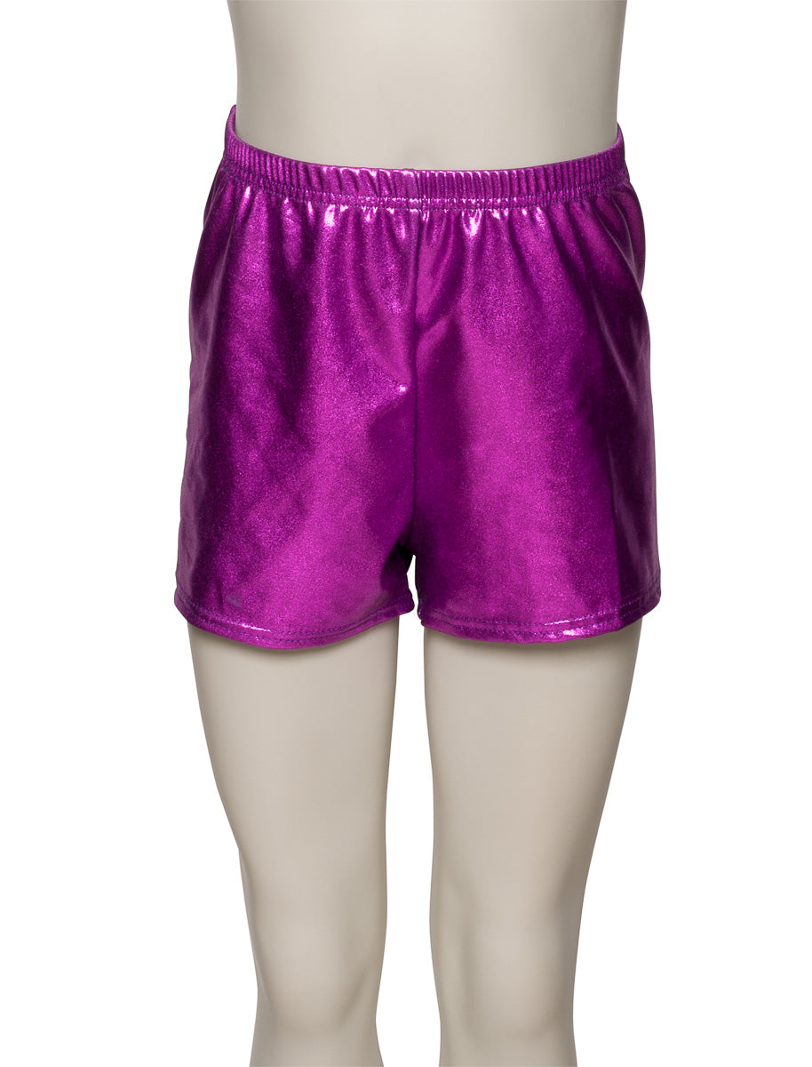 KHPM-5 Girls All Colours of Shiny METALLIC Dance Gymnastics Running Shorts Hot Pants