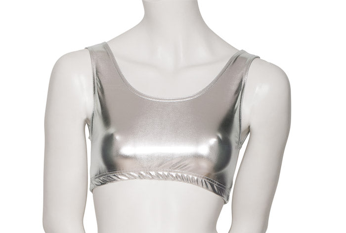 KCTM-5 Women's Shiny METALLIC Racer Back Dance Gym Crop Top