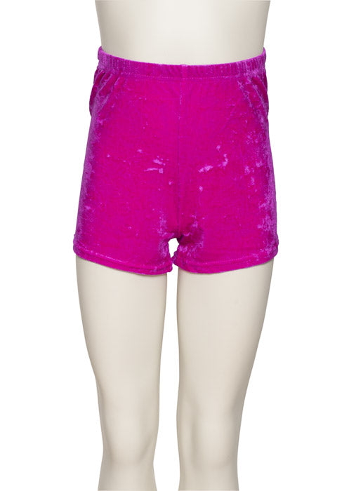 KHPV-5 Girls All Colours Velour Velvet Dance Gymnastics Running Shorts Hot Pants
