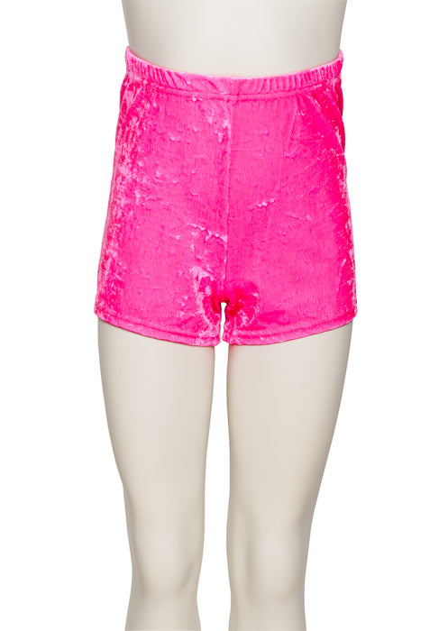 KHPV-5 Girls All Colours Velour Velvet Dance Gymnastics Running Shorts Hot Pants