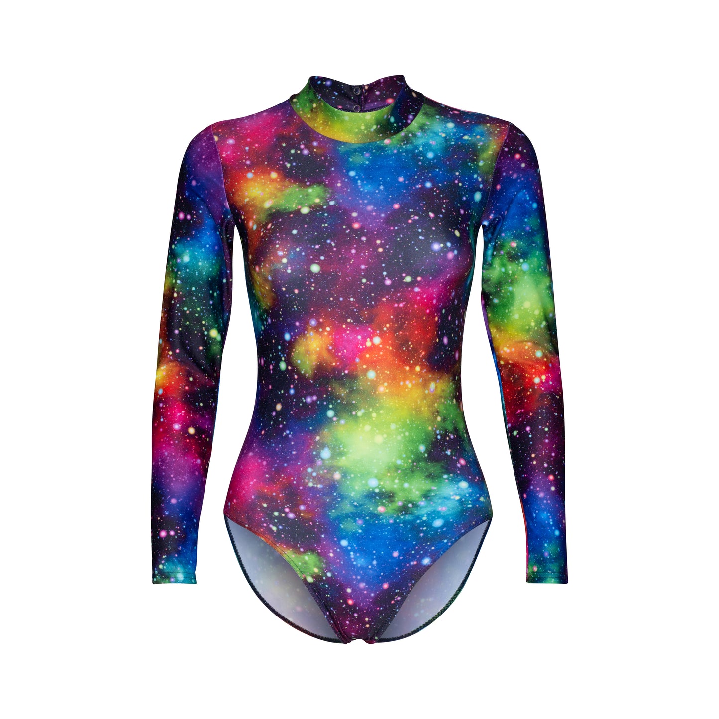 KDGN019 Women's Girl's Variety Of Festival Multi Coloured Print HIGH NECK Long Sleeve Leotards