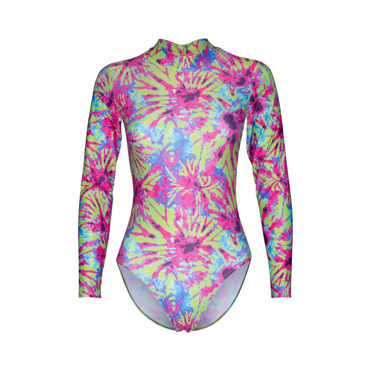 KDGN019 Women's Girl's Variety Of Festival Multi Coloured Print HIGH NECK Long Sleeve Leotards