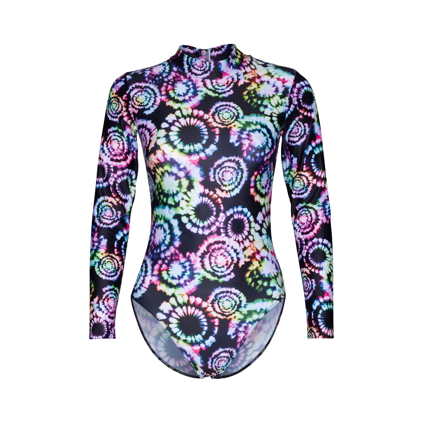 KDGN019 Women's Girl's Variety Of Festival Multi Coloured Print HIGH NECK Long Sleeve Leotards