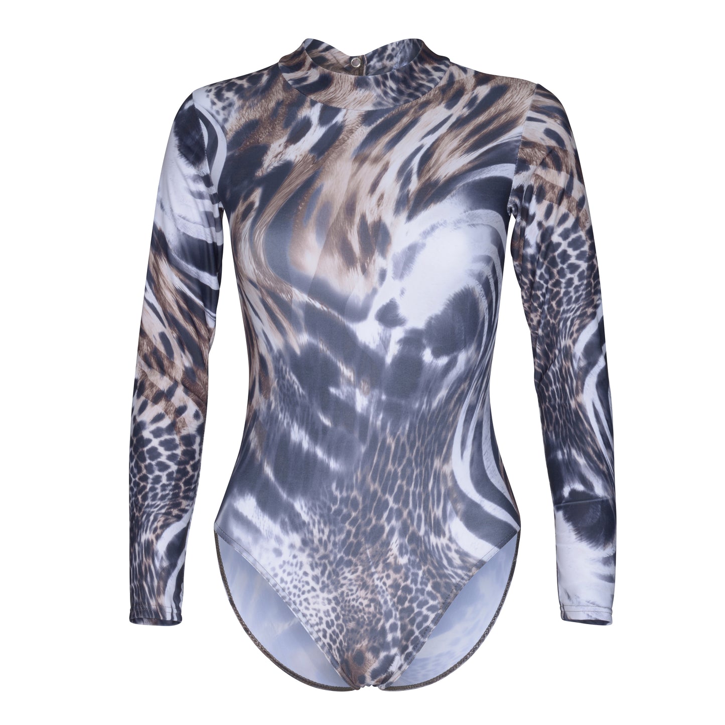 KDGN019 All Colours ANIMAL PRINT Women's Girls Lycra High Neck Long Sleeve Dance Leotard
