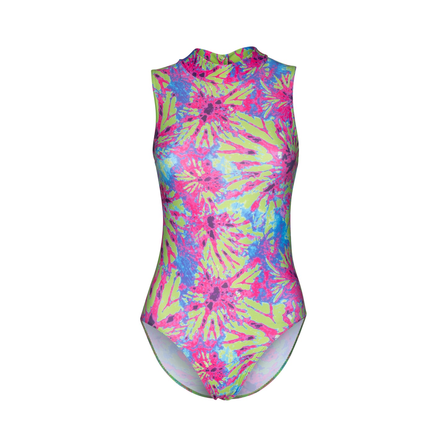 KDGN016 Women's Girl's Variety Of Festival Multi Coloured Print HIGH NECK Sleeveless Leotards