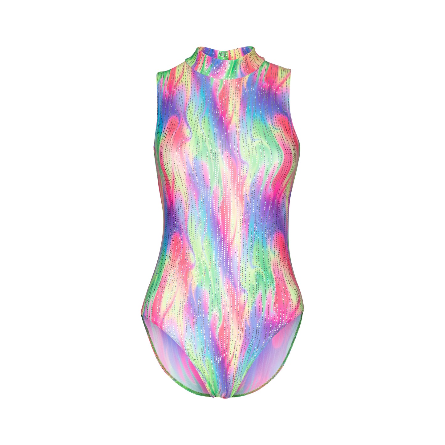 KDGN016 Women's Girl's Variety Of Festival Multi Coloured Print HIGH NECK Sleeveless Leotards