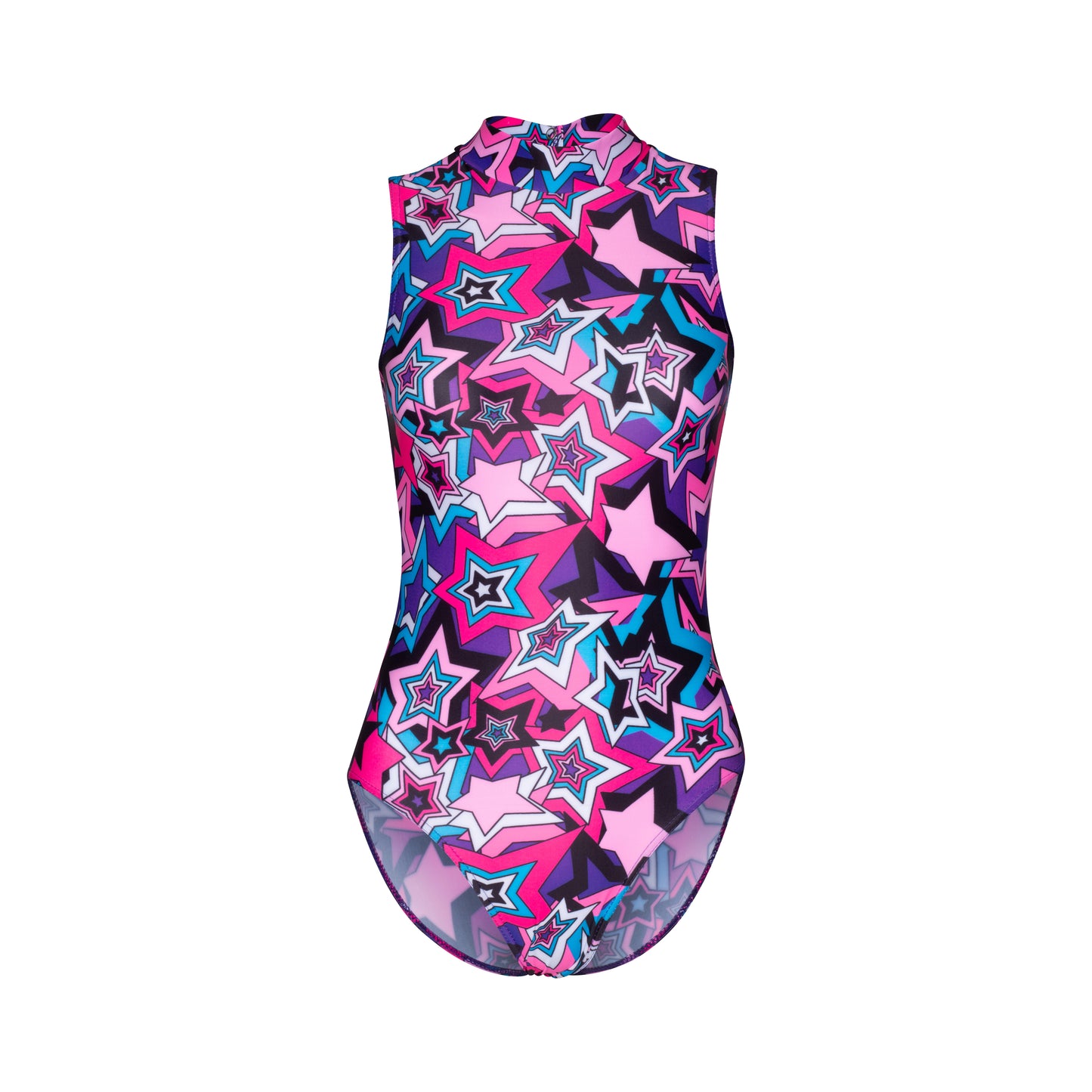 KDGN016 Women's Girl's Variety Of Festival Multi Coloured Print HIGH NECK Sleeveless Leotards
