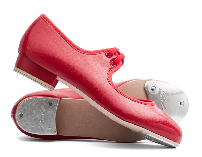 Red PU Low Heel Tap Dance Shoes With Heel and Toe Plates