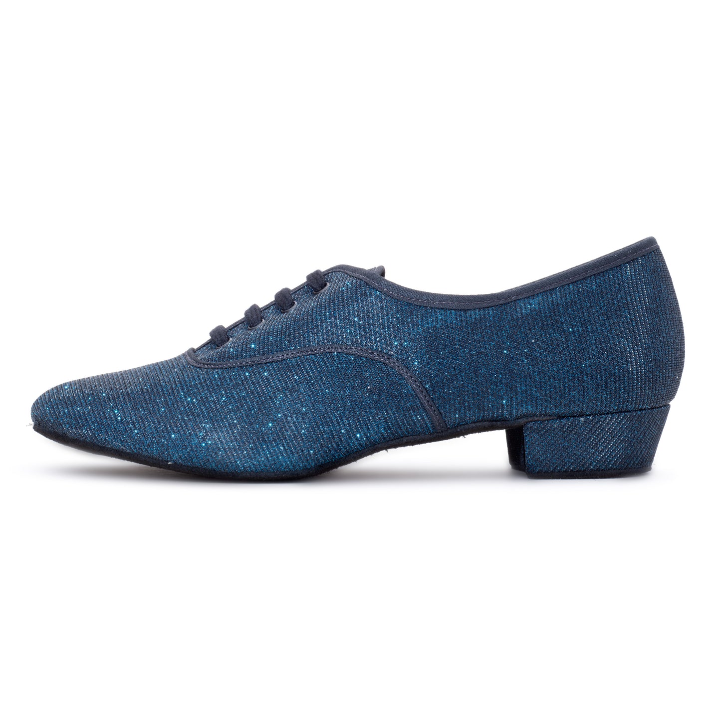 Black/Navy Glitter Low Heel Suede Sole Lace Up Practice Stage Ballroom Shoes