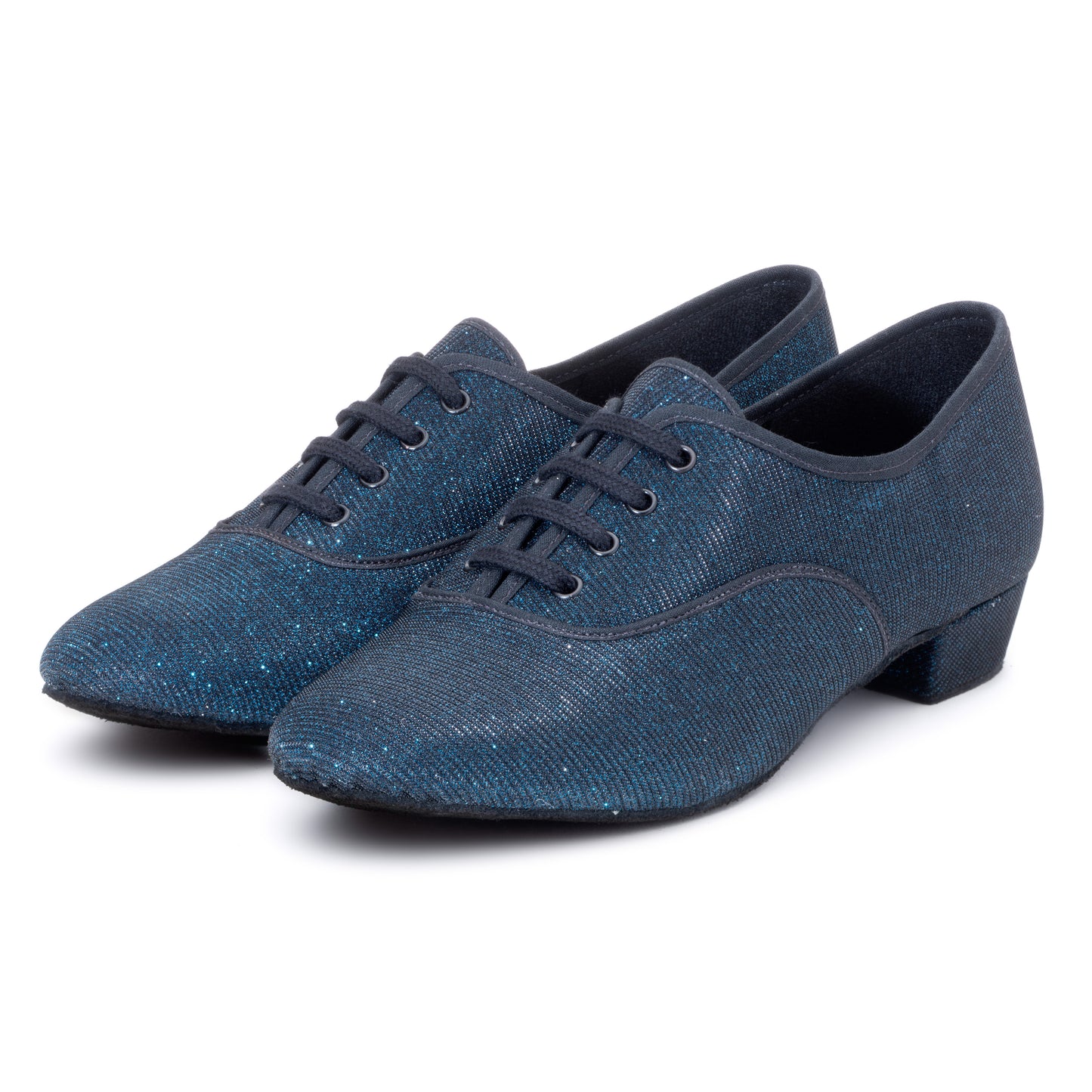 Black/Navy Glitter Low Heel Suede Sole Lace Up Practice Stage Ballroom Shoes