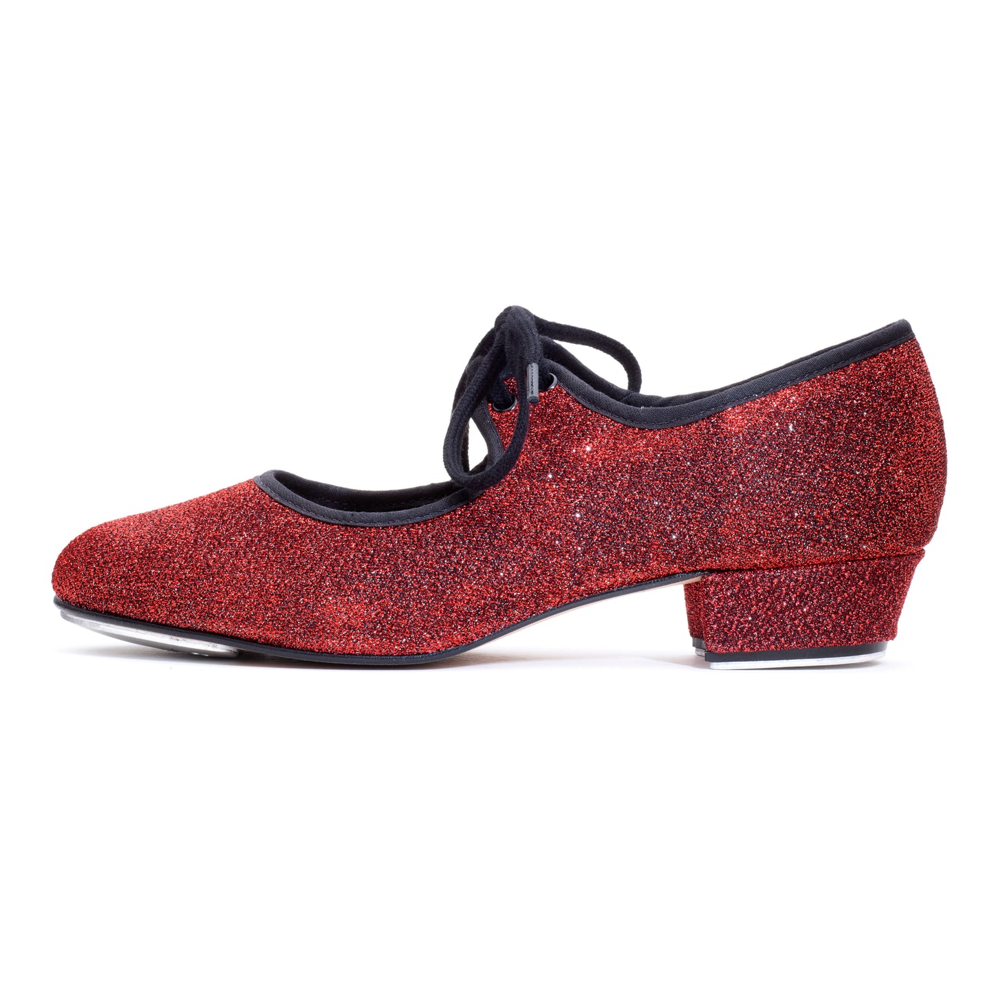 Red Glitter Low Heel Tap Dance Shoes With Heel and Toe Plates