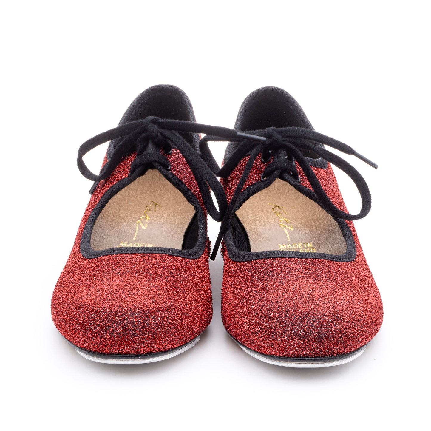 Red Glitter Low Heel Tap Dance Shoes With Heel and Toe Plates