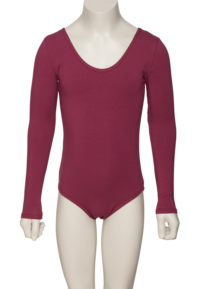KDC039 Girls All Colours Ruched Cotton Long Sleeve Ballet Dance Leotard