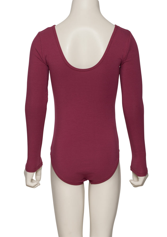 KDC039 Girls All Colours Ruched Cotton Long Sleeve Ballet Dance Leotard