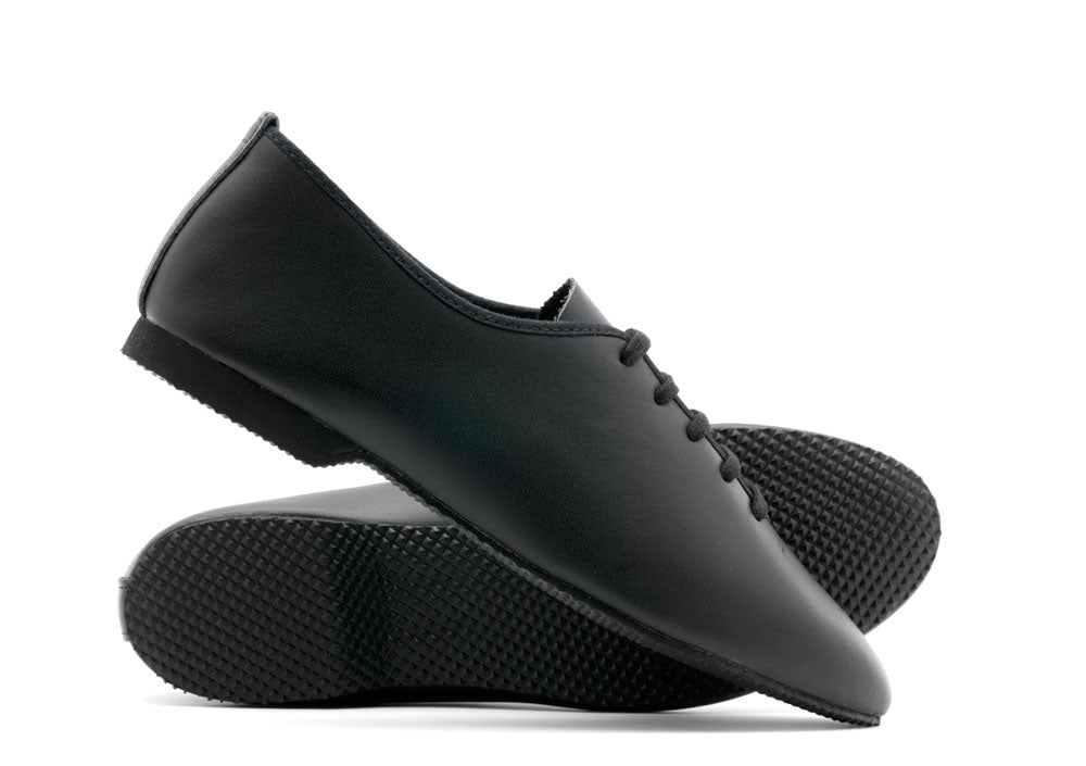 Black Leather Full Rubber Or Suede Sole Jazz Shoes