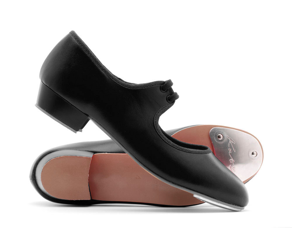 Black PU Low Heel Tap Dance Shoes With Toe Plates Katz Dancewear black-pu-low-heel-tap-dance-shoes-with-toe-plates-katz-dancewear