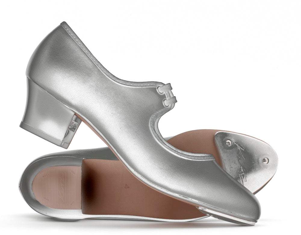 Silver PU Cuban Heel Tap Dance Shoes With Toe Plates