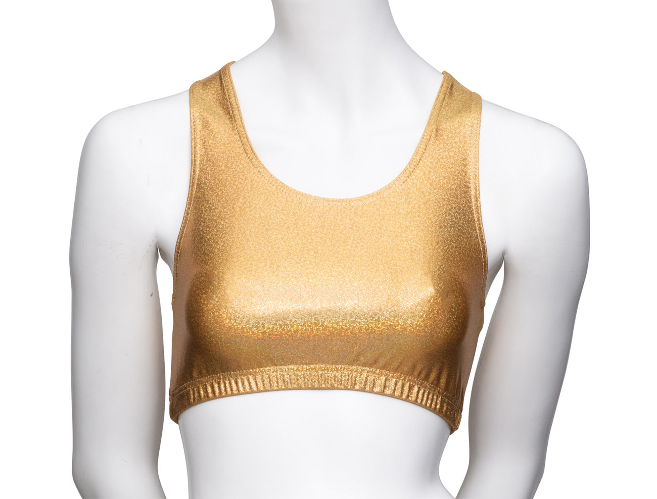 KCTH-5 All Colours and Sizes Sparkly Hologram Racer Back Dance Fitness Gym Crop Top