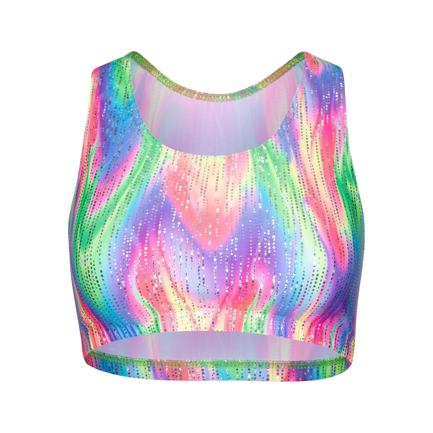 KCTN-5 All Colours and Sizes Variety Of Festival Multi Coloured Print Racer Back Dance Fitness Gym Crop Top