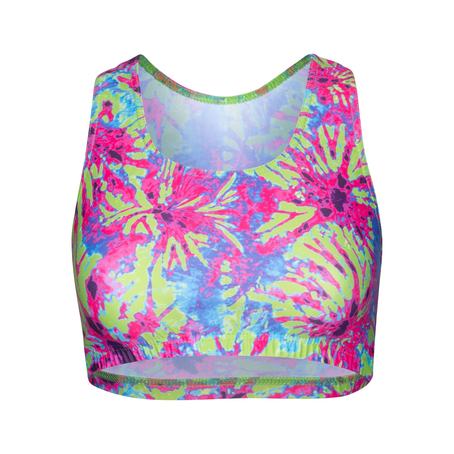 KCTN-5 All Colours and Sizes Variety Of Festival Multi Coloured Print Racer Back Dance Fitness Gym Crop Top