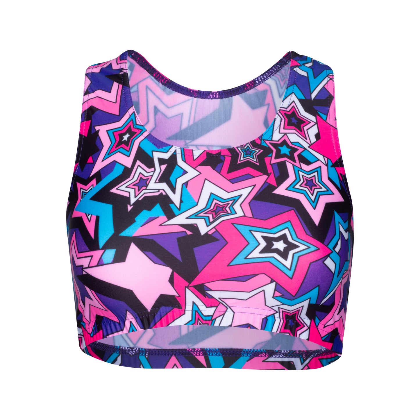 KCTN-5 All Colours and Sizes Variety Of Festival Multi Coloured Print Racer Back Dance Fitness Gym Crop Top