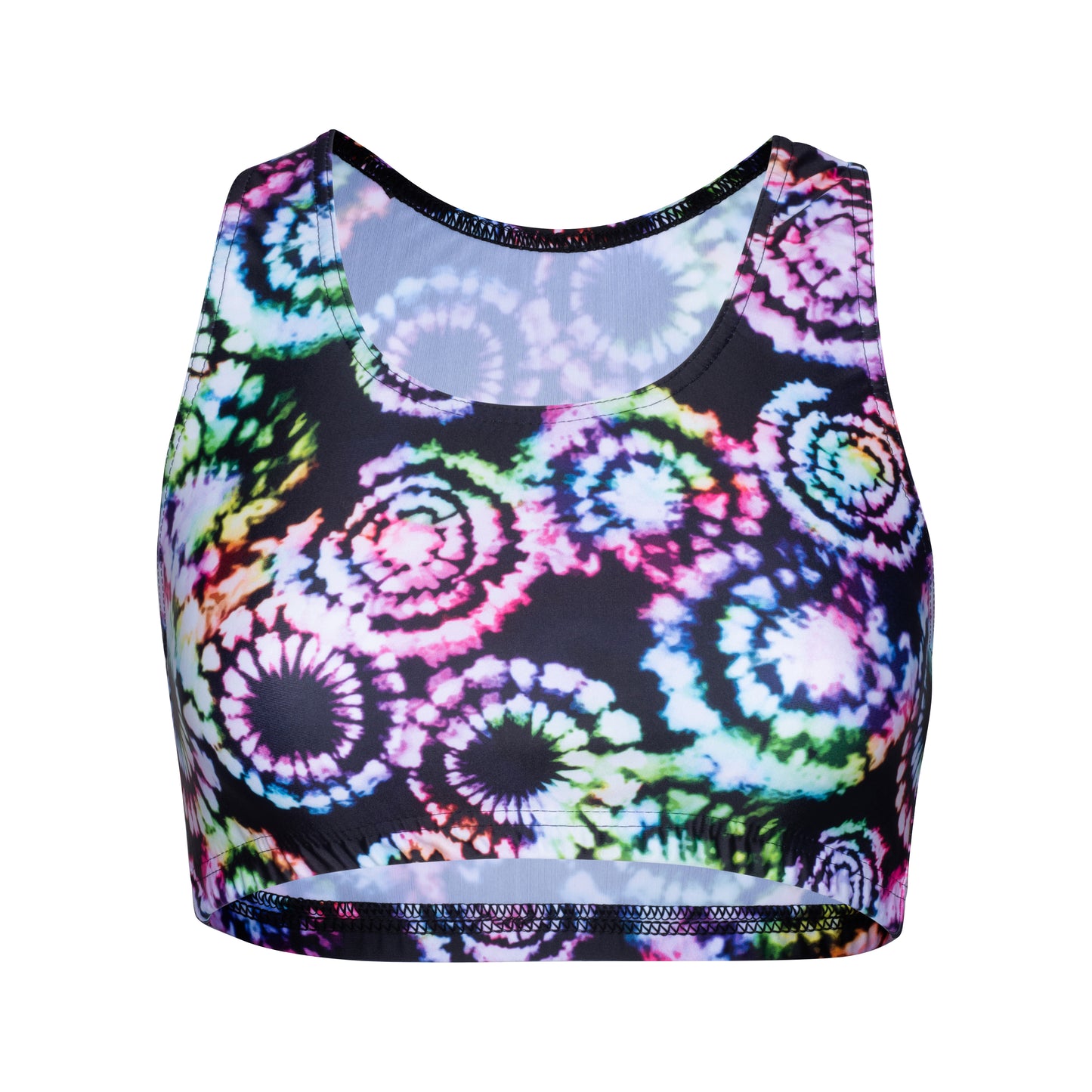 KCTN-5 All Colours and Sizes Variety Of Festival Multi Coloured Print Racer Back Dance Fitness Gym Crop Top