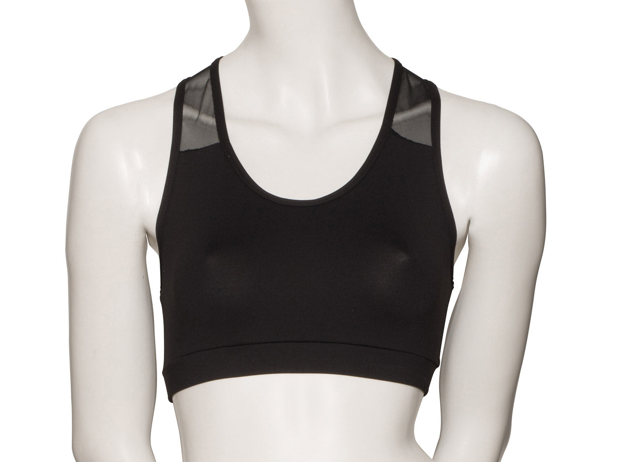 KCTTM-5 All Sizes Black Matt Lycra Tactel Mesh Straps Racer Back Dance Crop Top