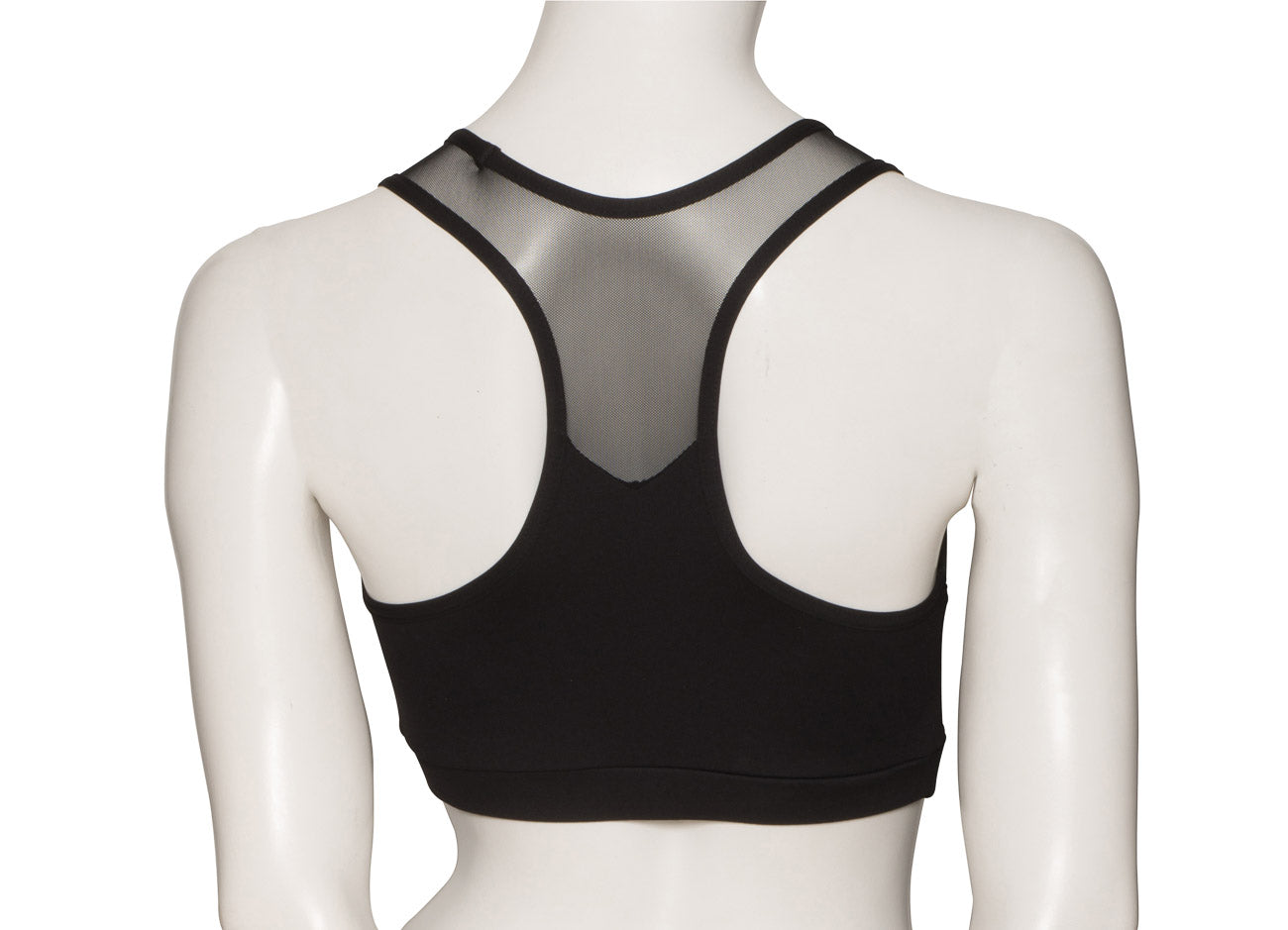 KCTTM-5 All Sizes Black Matt Lycra Tactel Mesh Straps Racer Back Dance Crop Top