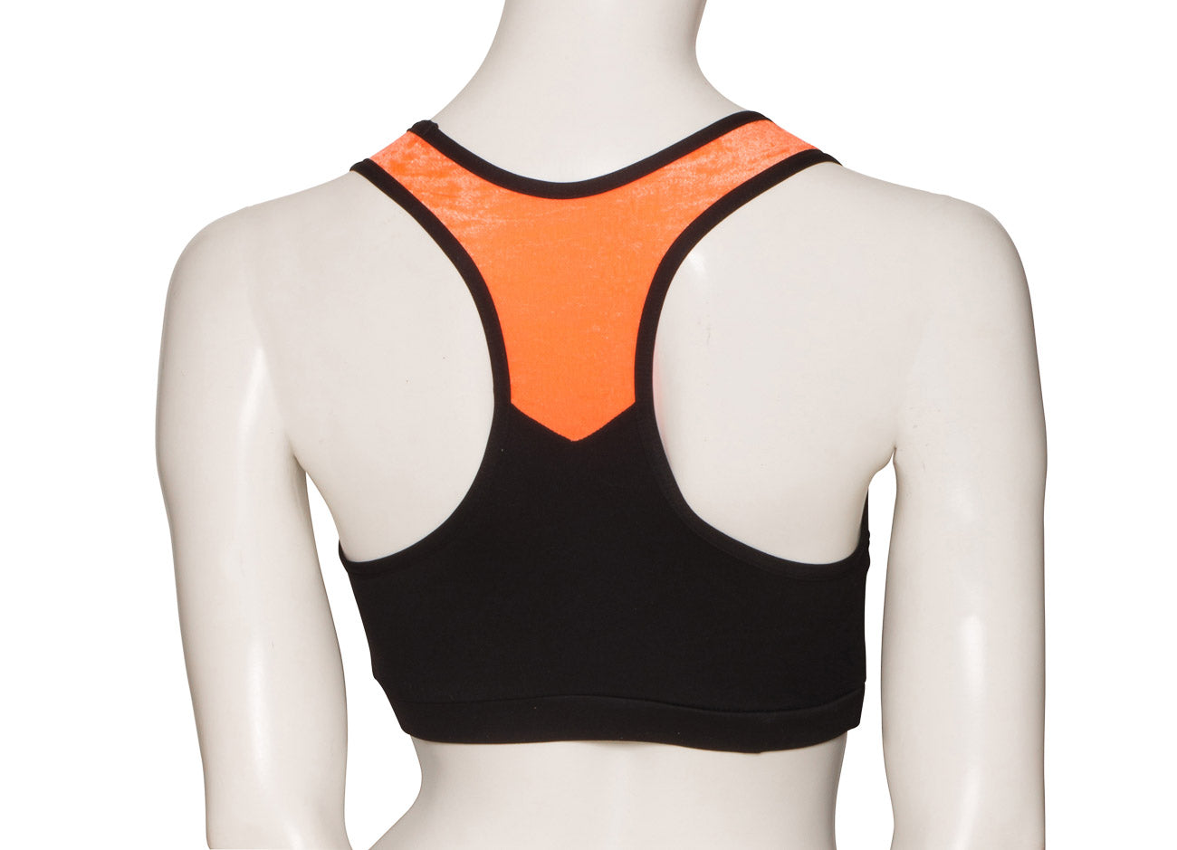 KCTTV-5 Women's Black Tactel Racer Back Dance Crop Top With Velour Straps