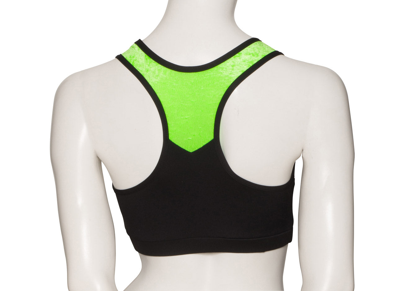 KCTTV-5 Women's Black Tactel Racer Back Dance Crop Top With Velour Straps