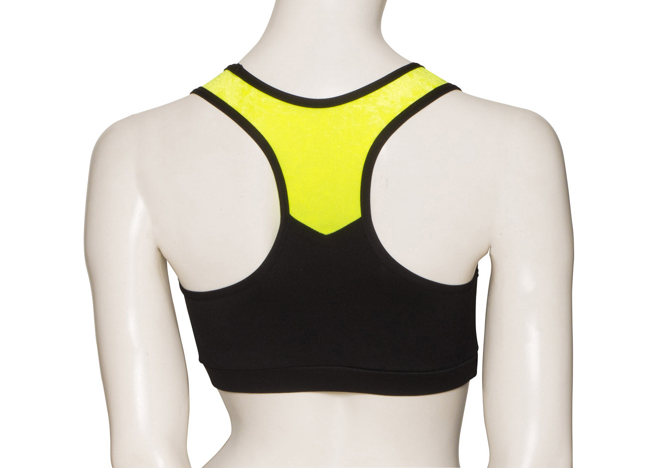 KCTTV-5 Women's Black Tactel Racer Back Dance Crop Top With Velour Straps