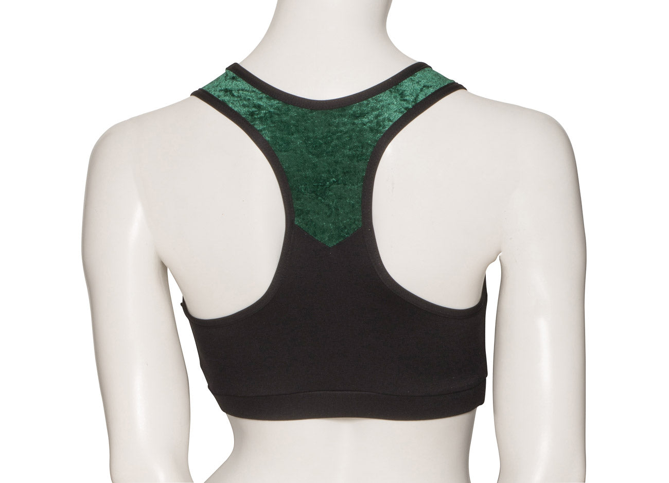 KCTTV-5 Women's Black Tactel Racer Back Dance Crop Top With Velour Straps