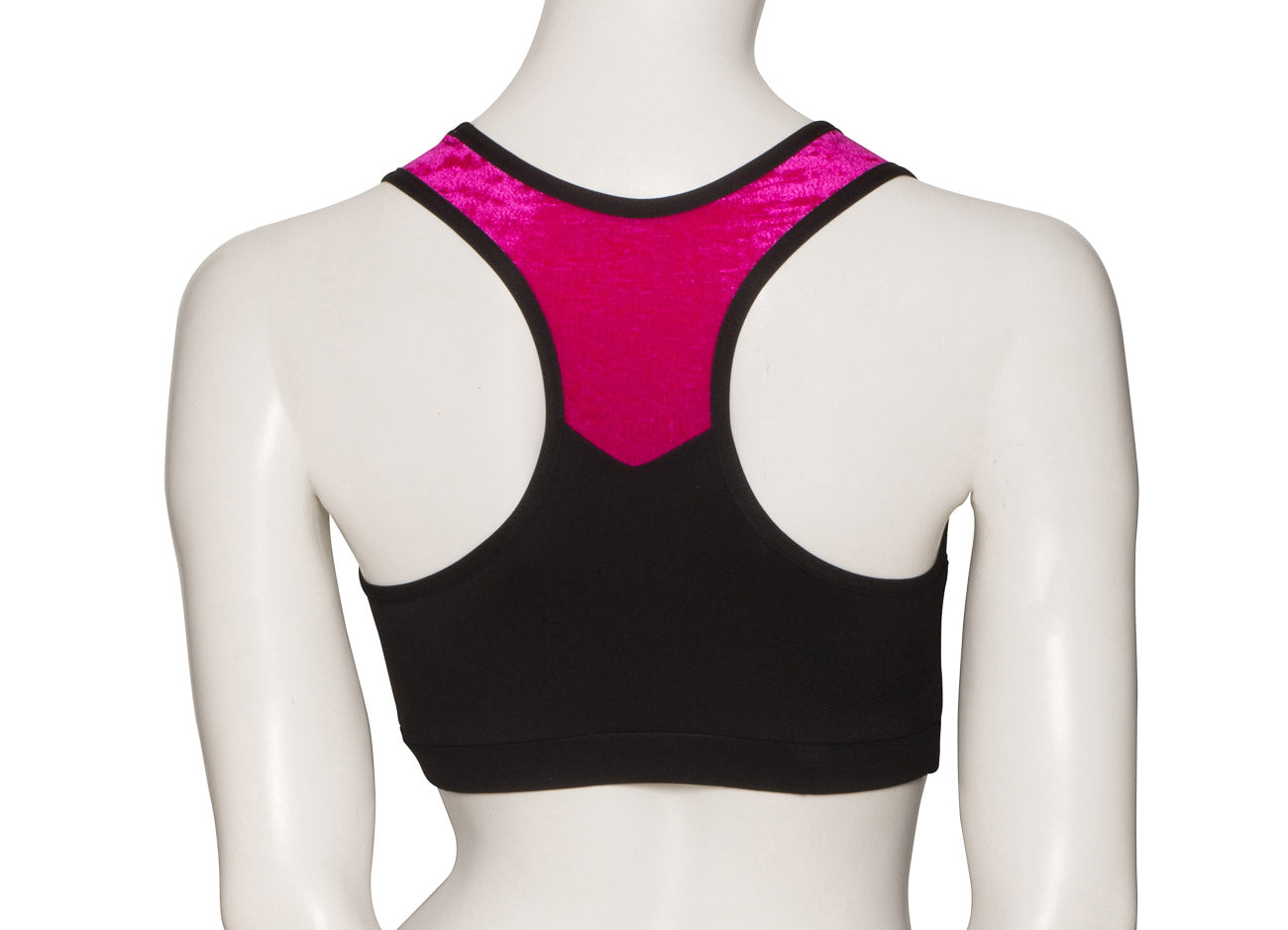 KCTTV-5 Women's Black Tactel Racer Back Dance Crop Top With Velour Straps