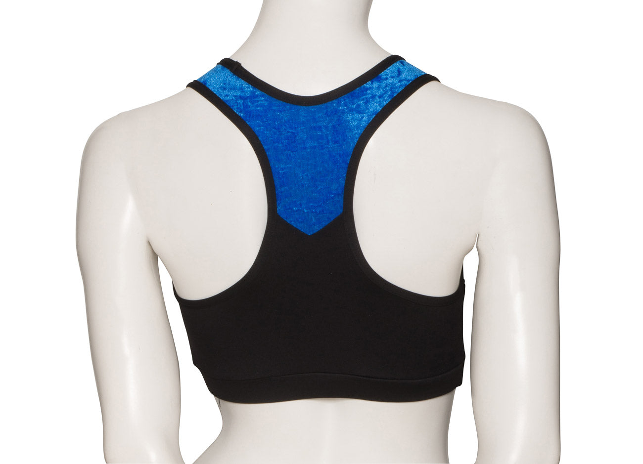 KCTTV-5 Women's Black Tactel Racer Back Dance Crop Top With Velour Straps