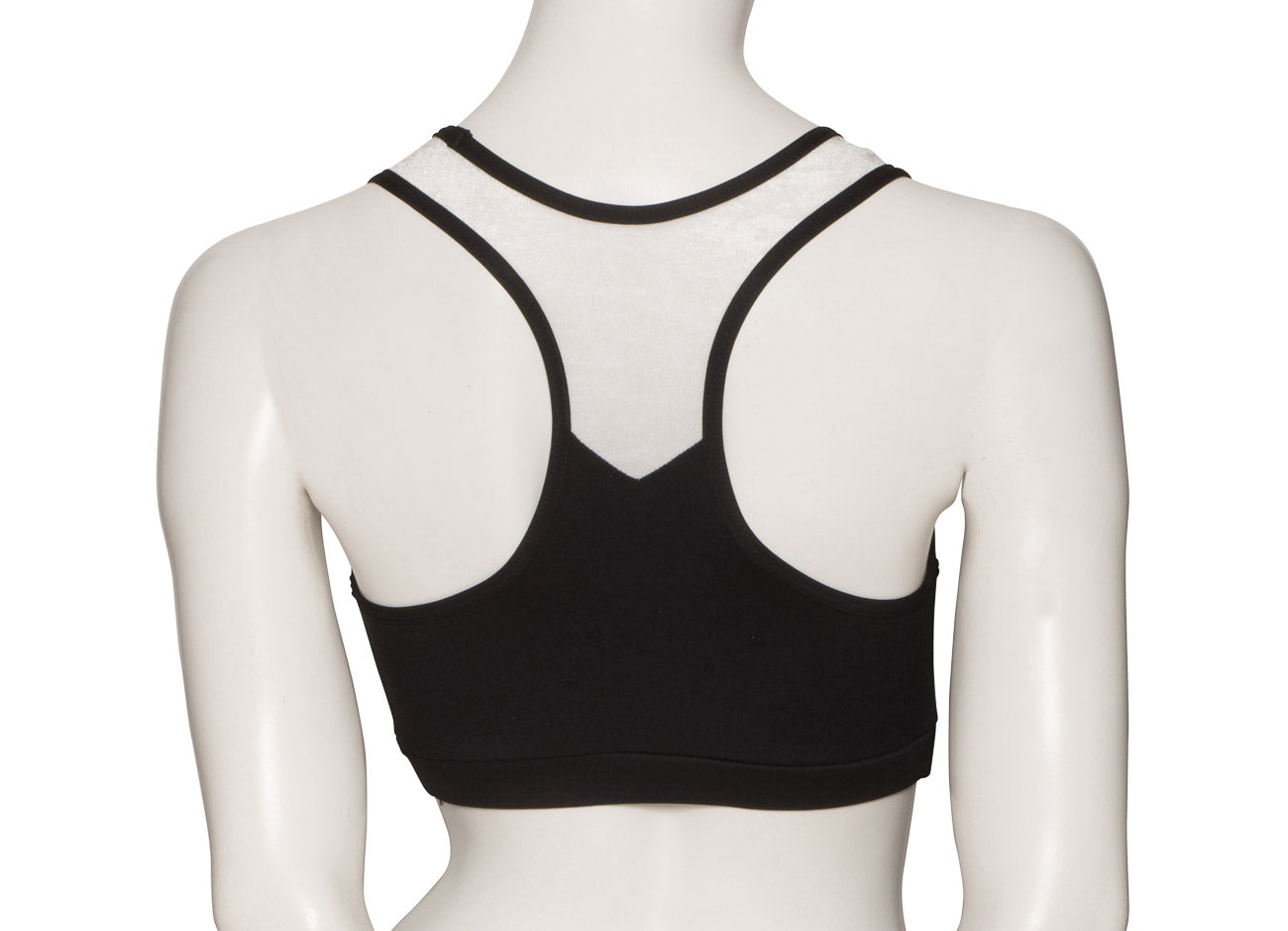 KCTTV-5 Girls Black Tactel Racer Back Dance Crop Top With Velour Straps
