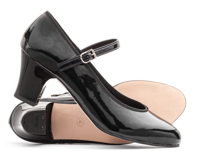 Black Patent Resin Sole Showtime Stage Dance Shoes 2 Inch Heel