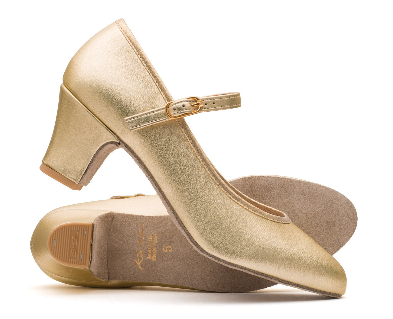 Gold Metallic PU Suede Sole Showtime Stage Dance Shoes 2 Inch Heel