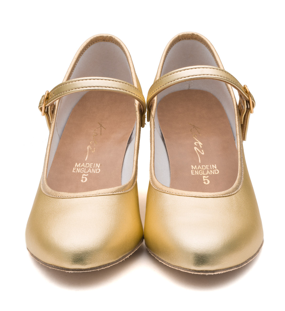 Gold Metallic PU Suede Sole Showtime Stage Dance Shoes 2 Inch Heel