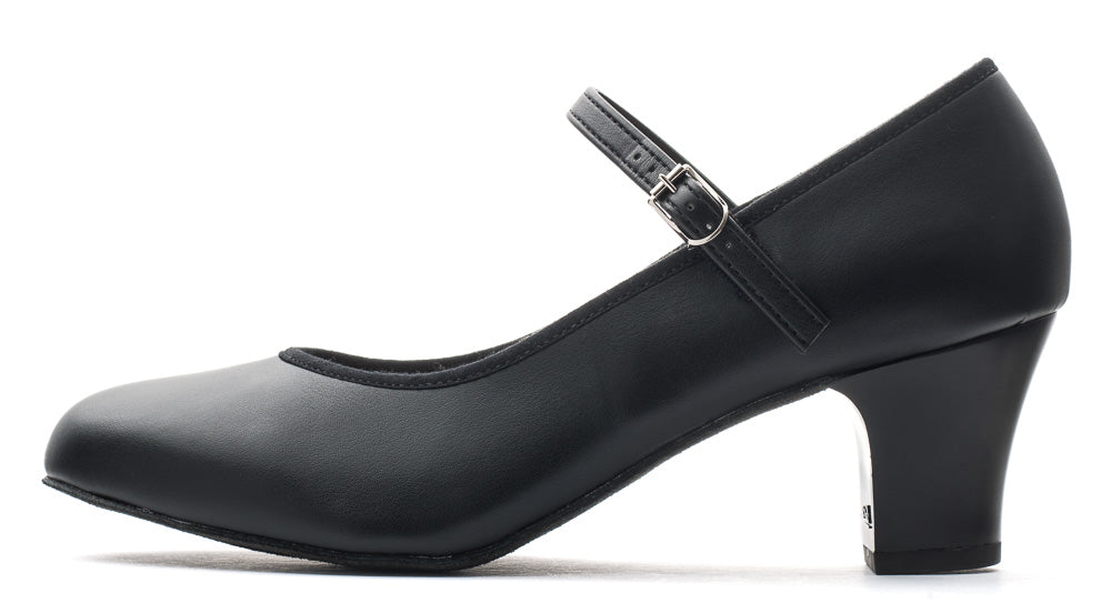 Black PU Suede Sole Showtime Stage Dance Shoes 2 Inch Heel